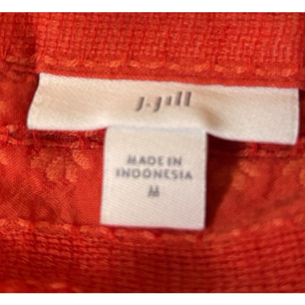 J. Jill  Floral Embroidered V-Neck Button Up Blouse, Orange, Boho, Size Medium - Picture 5 of 6